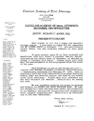 CATA News — December 1994 cover