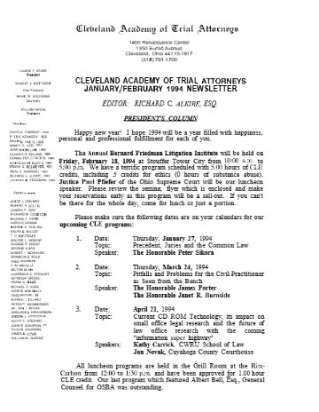 CATA News — January 1994 cover