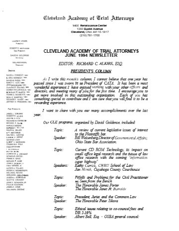 CATA News — June 1994 cover