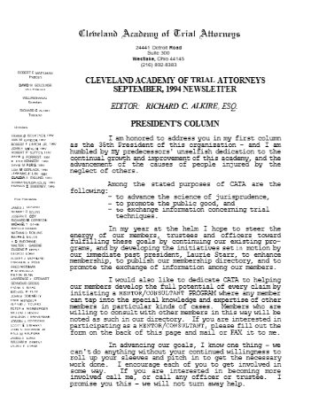 CATA News — September 1994 cover