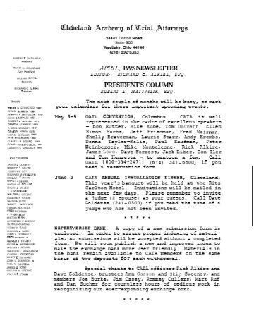 CATA News — April 1995 cover