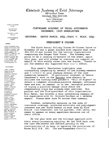 CATA News — December 1995 cover