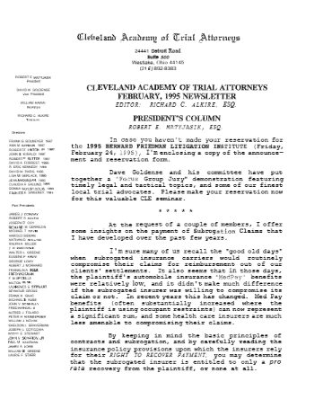 CATA News — February 1995 cover