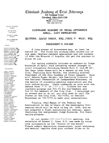 CATA News — April 1996 cover
