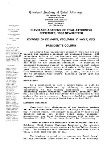 CATA News — September 1996 cover