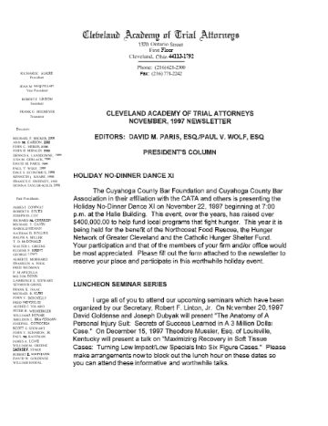 CATA News — November 1997 cover