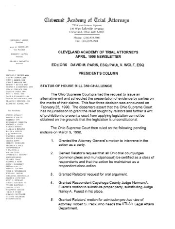 CATA News — April 1998 cover