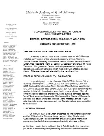 CATA News — July 1998 cover