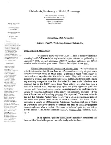 CATA News — November 1998 cover