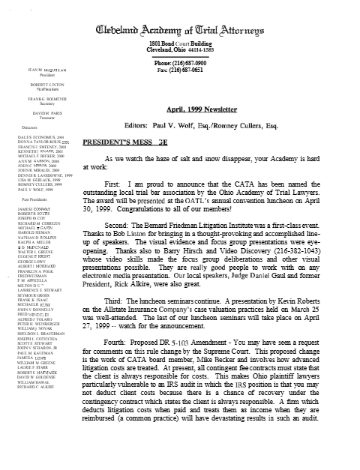 CATA News — April 1999 cover