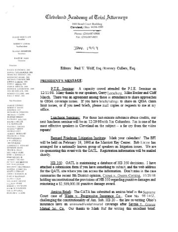 CATA News — January 1999 cover