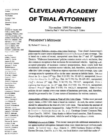 CATA News — November 1999 cover