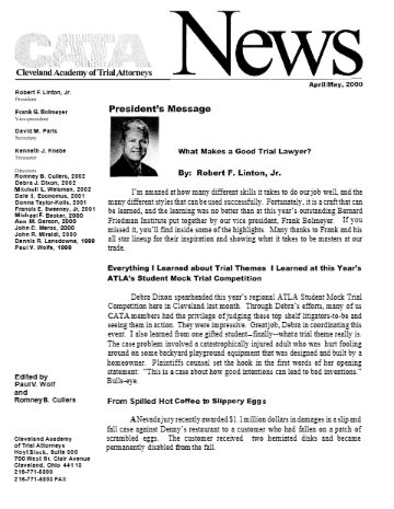 CATA News — April-May 2000 cover
