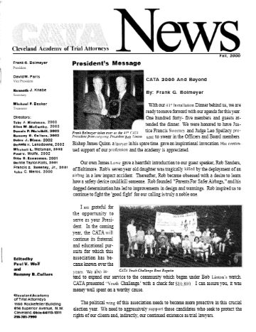 CATA News — Fall 2000 cover