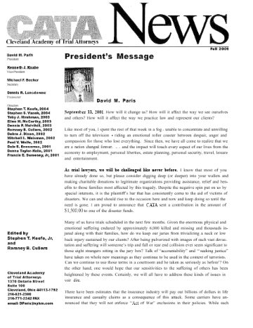 CATA News — Fall 2001 cover