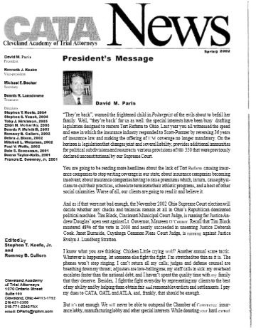 CATA News — Spring 2002 cover