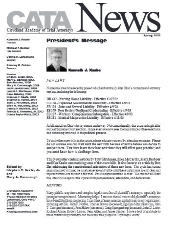 CATA News — Spring 2003 cover