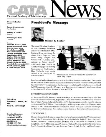 CATA News — Summer 2003 cover