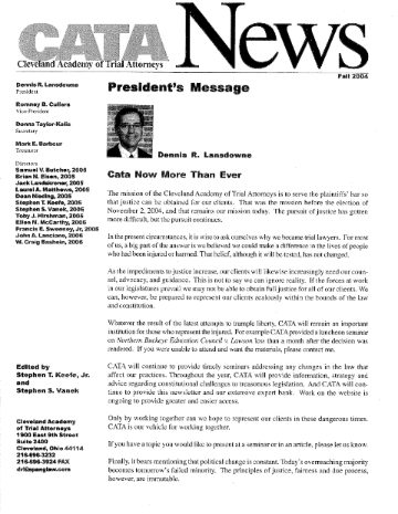 CATA News — Fall 2004 cover