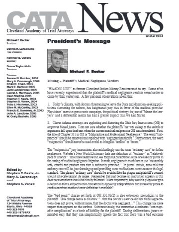 CATA News — Winter 2004 cover