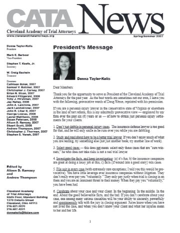 CATA News — Summer 2007 cover