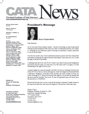 CATA News — Winter 2007 cover
