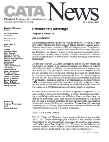 CATA News — First Edition 2009 cover